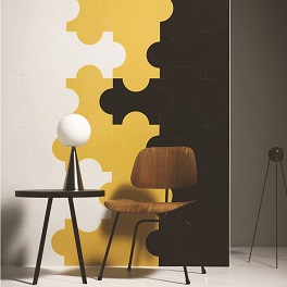 ambiance carrelage mural puzzle jaune noir