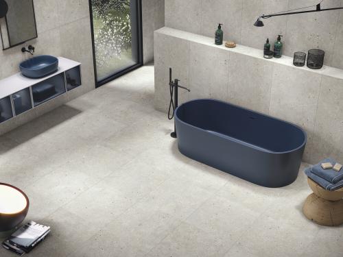 Carrelage AMA gris clair de chez APE effet pierre grand format 