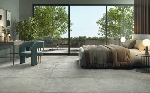 Carrelage effet béton gris très grand format de chez CASTELVETRO série Industrial