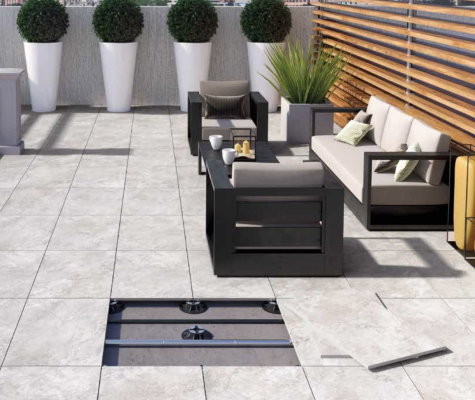 Tuscania Carrelage Dolomia Stone White 90x90 cm 20mm extérieur aspect pierre travertin blanc