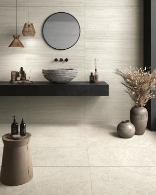 Carrelage CASTELVETRO Firenze blanc effet pierre travertin blanc grand format rectangle