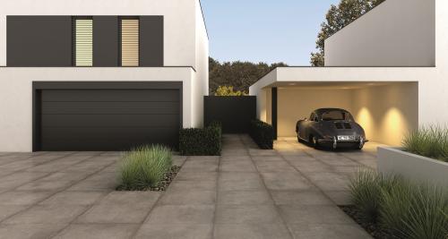 Carrelage CASTELVETRO Materika cenere effet pierre gris grand format 100x100 cm.