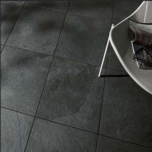 Carrelage CAESAR Carrelage Slab 2 dark 80x80 aspect pierre ardoise noir