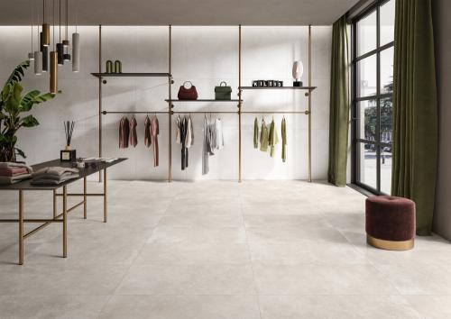 Carrelage Saime Icon Almond 90x90 cm esprit béton beige clair 